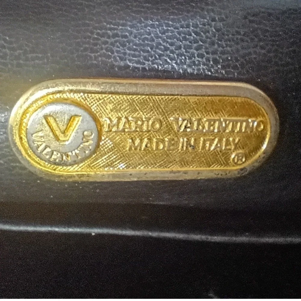 MARIO VALENTINO Vintage Black Embossed Leather Clutch Bag - EUC